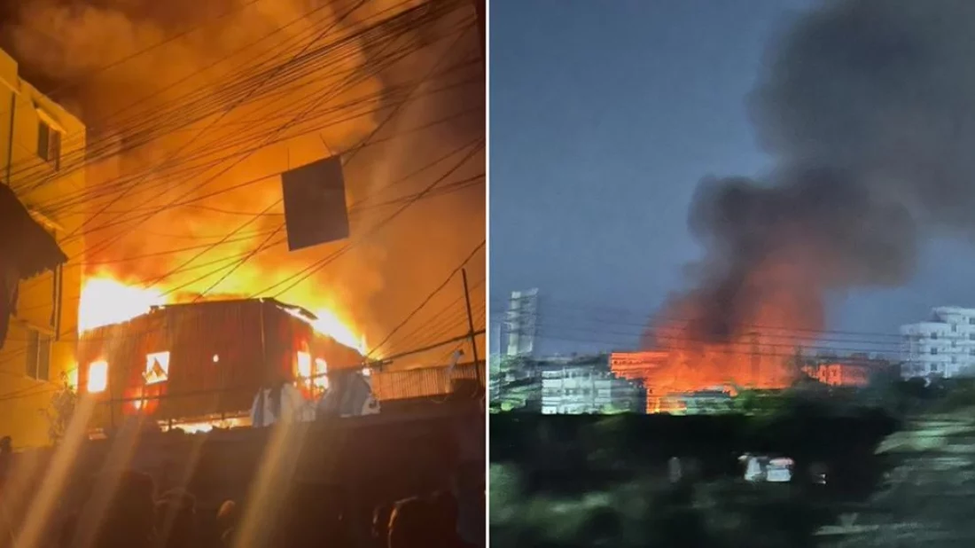 রাজধানীর কুড়িল বিশ্বরোডে ভয়াবহ অগ্নিকান্ড